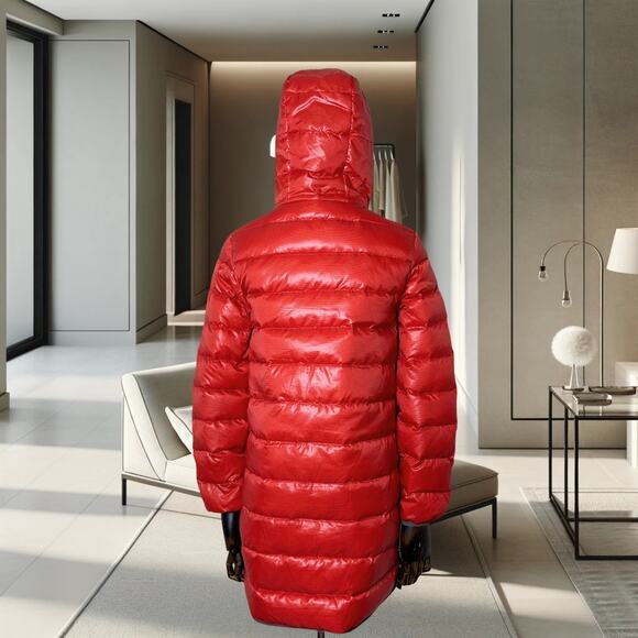 Women's Snowflying Knee-Length Down Jacket (Red) - Picture 3 of 7